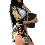 Gold Chain Collar Shirt Dress