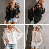 Chiffon Mesh Lace Blouse