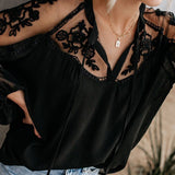 Chiffon Mesh Lace Blouse