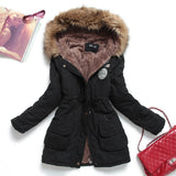 Winter Fur Hood Medium Long Jacket