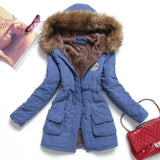 Winter Fur Hood Medium Long Jacket