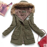 Winter Fur Hood Medium Long Jacket