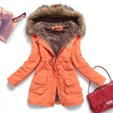 Winter Fur Hood Medium Long Jacket