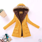 Winter Fur Hood Medium Long Jacket