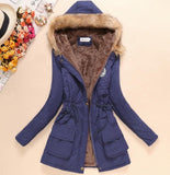 Winter Fur Hood Medium Long Jacket