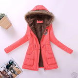 Winter Fur Hood Medium Long Jacket