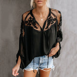 Chiffon Mesh Lace Blouse
