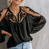 Chiffon Mesh Lace Blouse