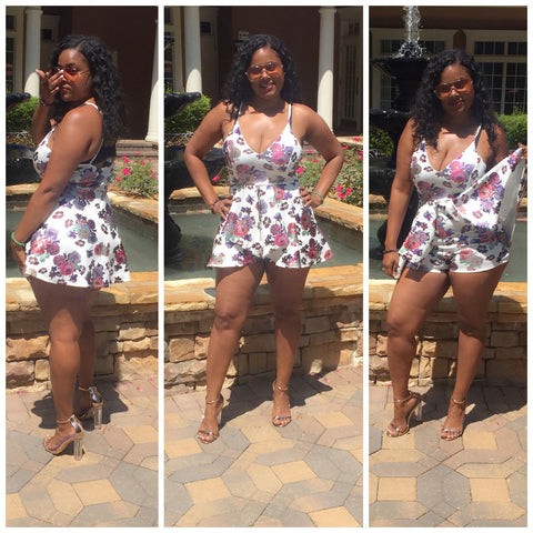 White Floral Romper